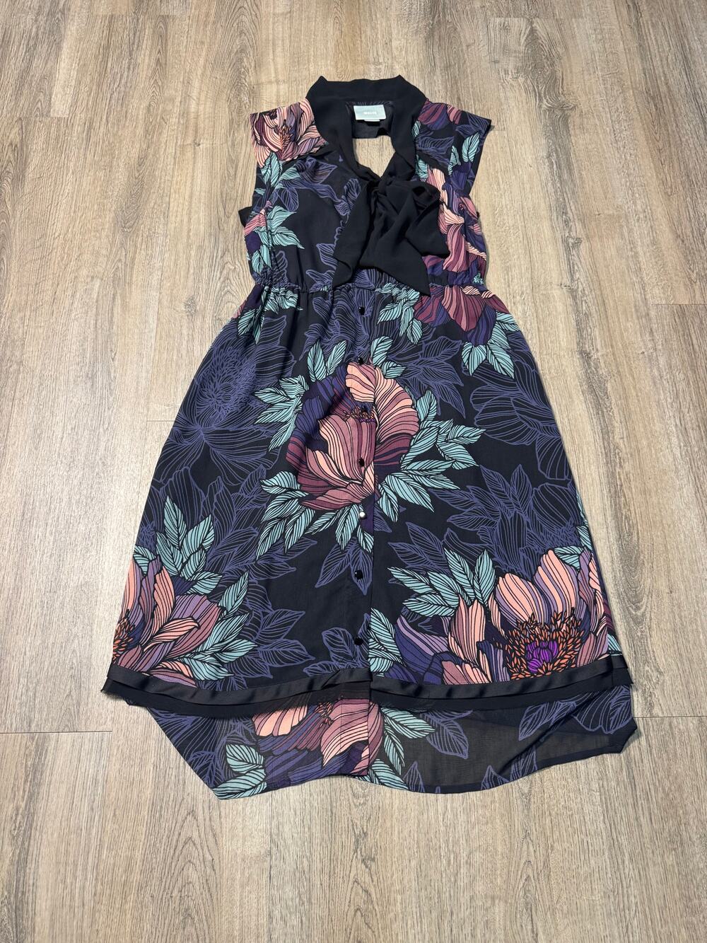 Maeve by Anthropologie Women's Floral Tie-Neck Midi Dress